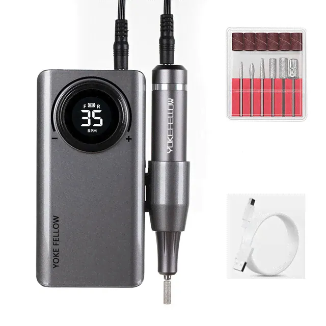 Nail Drill Machine 35000 RPM Portable Rechargeable Nail Drill Pen Apparatus for Manicure Nail Gel Polisher With Full LCD Display-0