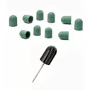 Nail Drill all4you Фреза-основа для абразивных колпачков (резиновая, 13 мм) и абразивные колпачки зеленые (80 грит, 10 шт)